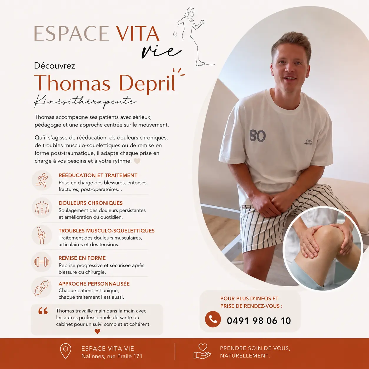 Thomas Depril, Kinésithérapeute