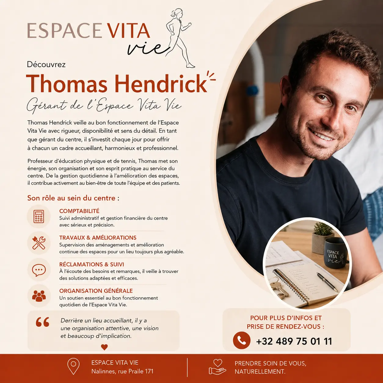 Thomas Hendrick, Gérant de l'Espace Vita Vie
